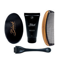 Load image into Gallery viewer, DELUXE BUNDLE - BEARD BUTTER, BOX COMB, VANTA BRUSH &amp; DERMA ROLLER BOX SET
